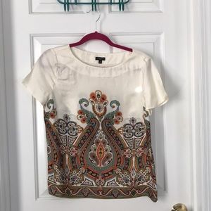 💖Talbots petite Top. Jacquard Print. Sz 8p